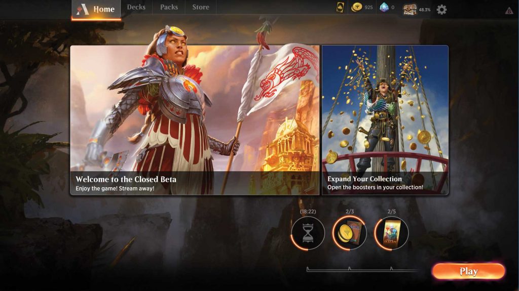 magic the gathering arena beta home page